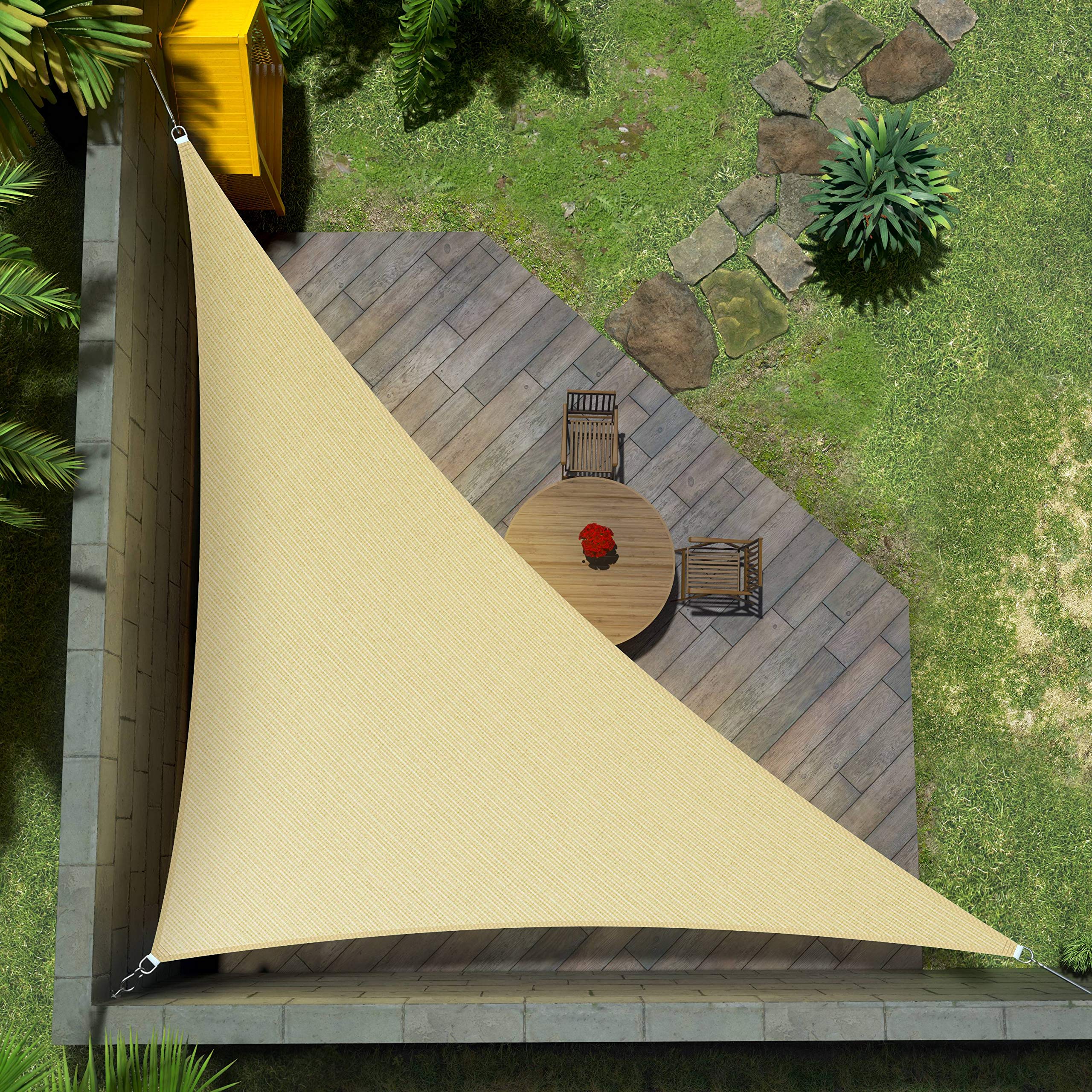Amgo 18' X 18' X 22.5' Beige Right Triangle Sun Shade Sail Canopy Awning Cloth Agtaprt18 - Uv Blockage, Water & Air Permeable, H