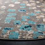 Safavieh Madison Collection Area Rug - 8' Round, Grey & Blue, Boho Abstract Distressed Design, Non-Shedding & Easy Care, Ideal F