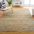 SAFAVIEH Rag Rug Collection Accent Rug - 4 x 6, Yellow & Multi, Handmade Boho Stripe Cotton, Ideal for High Traffic Areas in E