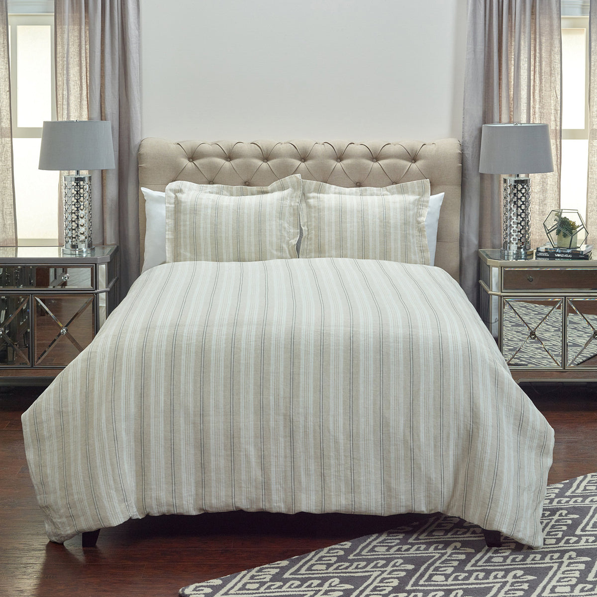 Rizzy Home | BT3012 | Standard Sham | 20"x26" Brown/White/Gray Stripe