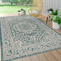 Jonathan Y Smb101C-9 Sinjuri Medallion Textured Weave Indoor Outdoor Rug Bohemian Living Room Backyard,9 X 12, Teal Blue/Gray
