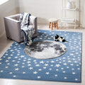SAFAVIEH Carousel Kids Collection Area Rug - 53 Square, Light Blue & Grey, Non-Shedding & Easy Care, Ideal for High Traffic Are