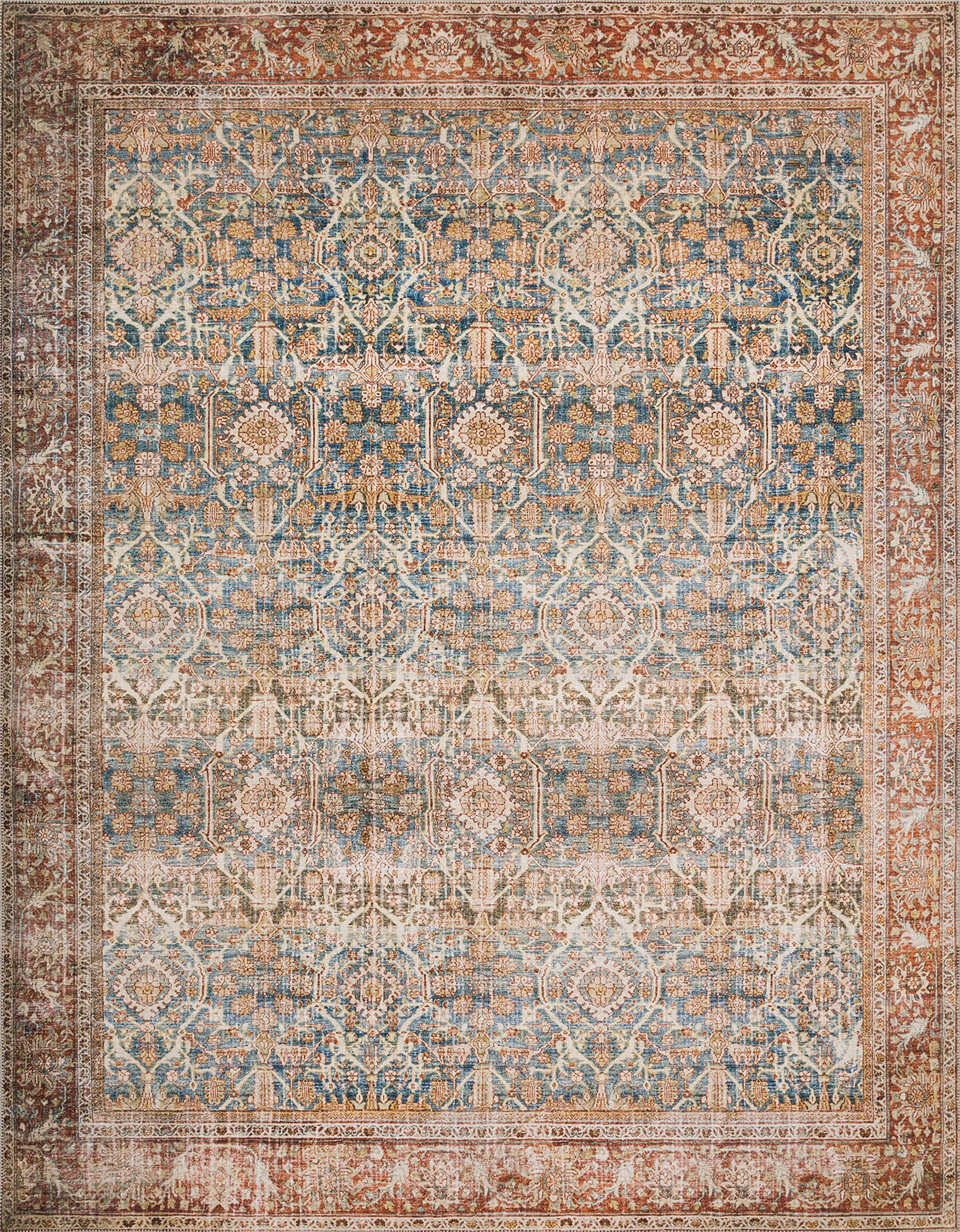 Loloi II Layla Ocean / Rust 7-6 x 9-6 Area Rug