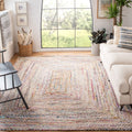 SAFAVIEH Cape Cod Collection 9 Square Beige / Multi CAP202B Handmade Boho Braided Jute & Cotton Area Rug
