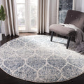 SAFAVIEH Madison Collection 4 Round Cream / Royal Blue MAD604A Glam Ogee Trellis Distressed Non-Shedding Dining Room Entryway F