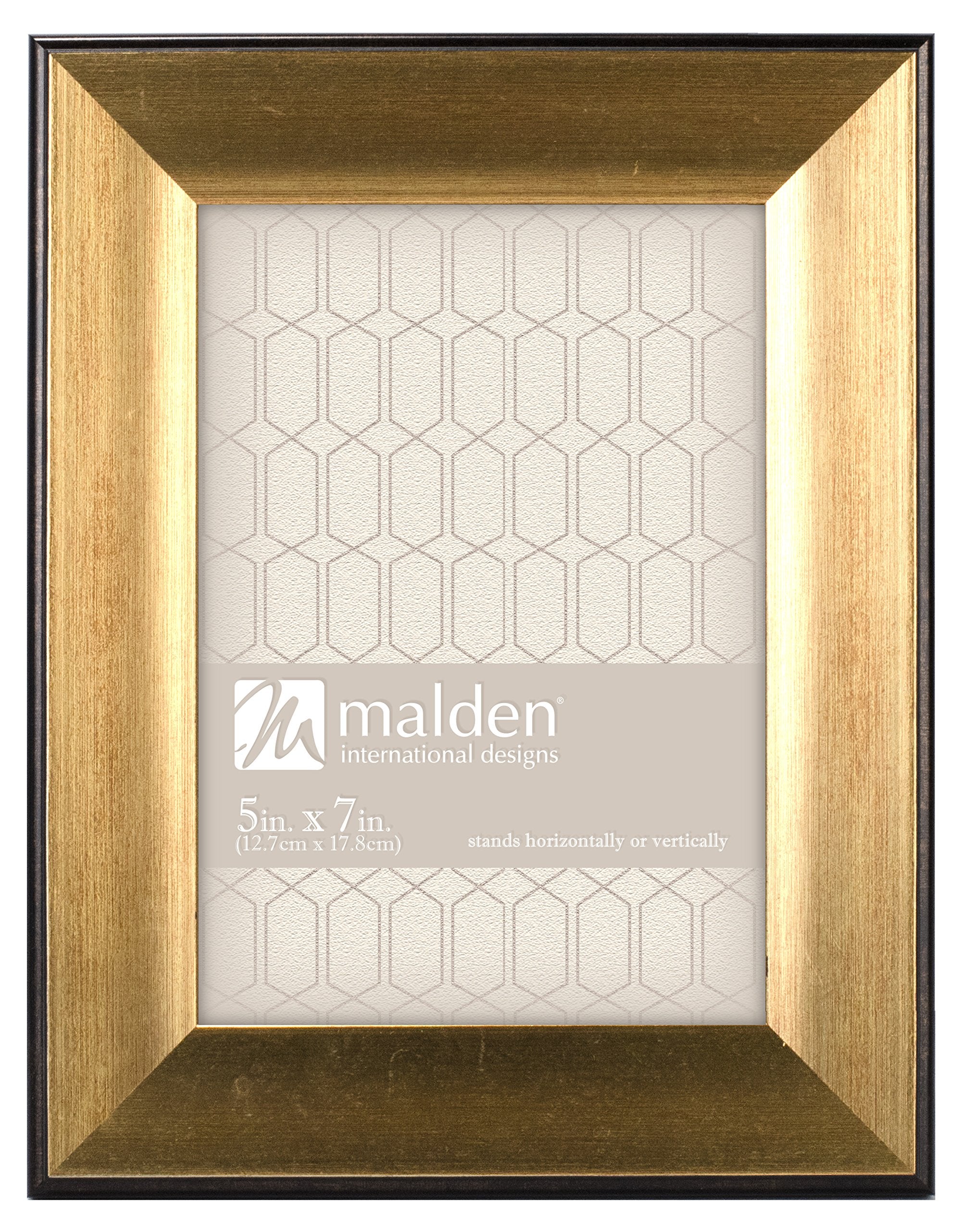 Malden International Designs Copley Picture Frame with Black Boarder, 5x7, Gold