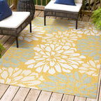 Jonathan Y Smb110G-5 Zinnia Modern Floral Textured Weave Indoor Outdoor Area-Rug, Bohemian Coastal Mediterranean Easy-Cleaning,B
