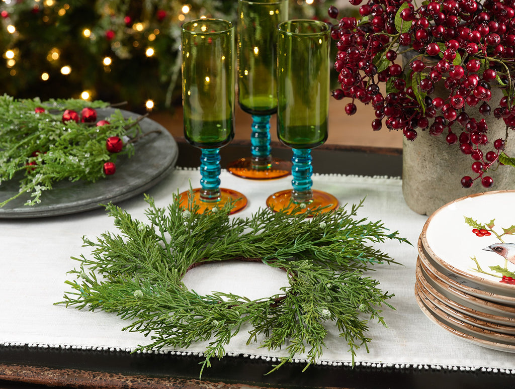 Saro Lifestyle Artificial Cypress Wreath - Set Of 4, 9.5' X 9.5', Green