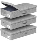 punemi Under Bed Storage Containers, 3 Pcs Large Blanket Clothes Storage Bag, Long Flat Firm Sides Underbed Organization And Sto