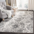 SAFAVIEH Madison Collection Area Rug - 5'3'' Square, Cream & Silver, Boho Chic Glam Paisley Design, Non-Shedding & Easy Care, Id