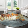 SAFAVIEH Glacier Collection Area Rug - 78 Round, Blue & Multi, Modern Abstract Design, Non-Shedding & Easy Care, Ideal for High