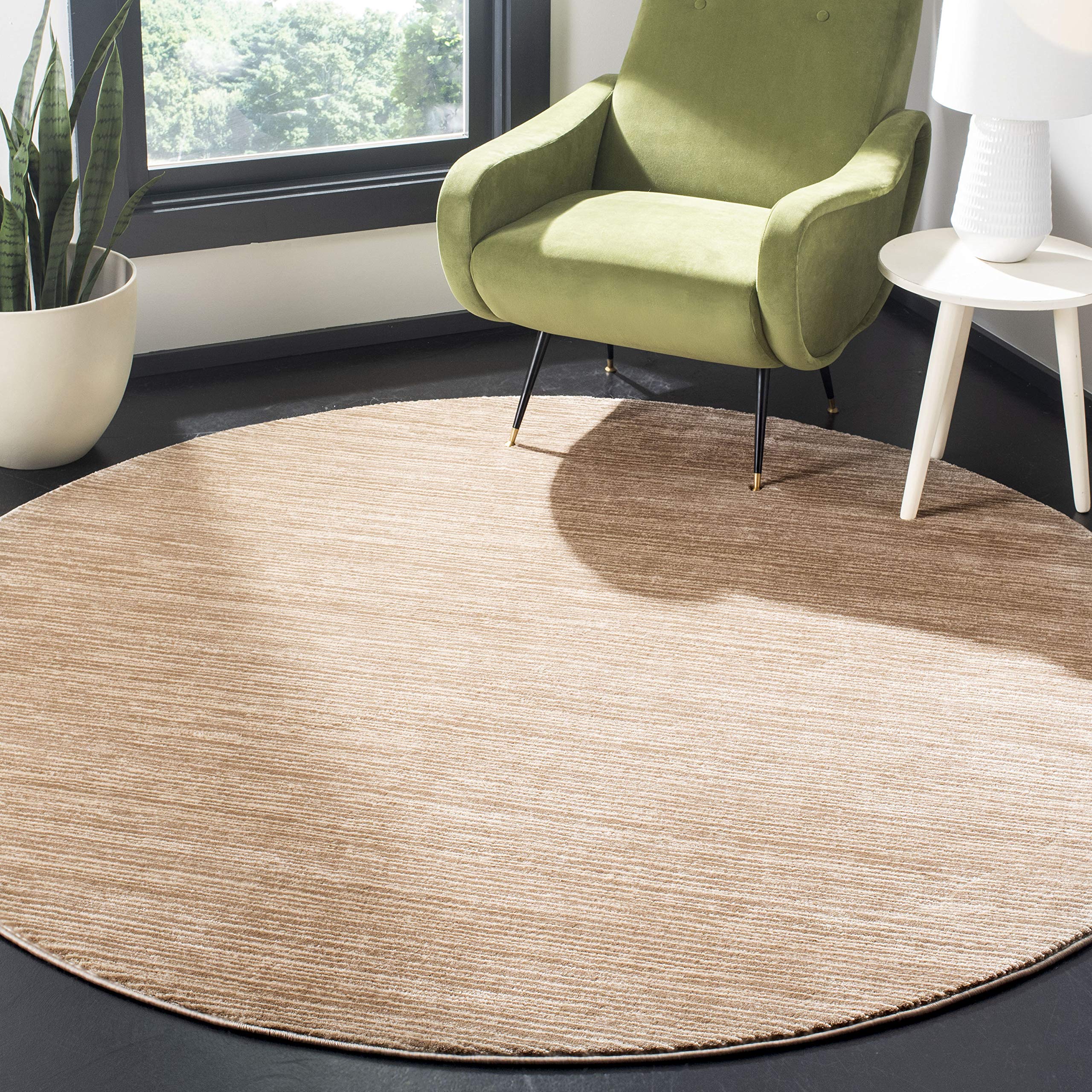 SAFAVIEH Vision Collection 8 Round Light Brown VSN606C Modern Ombre Tonal Chic Non-Shedding Living Room Bedroom Area Rug