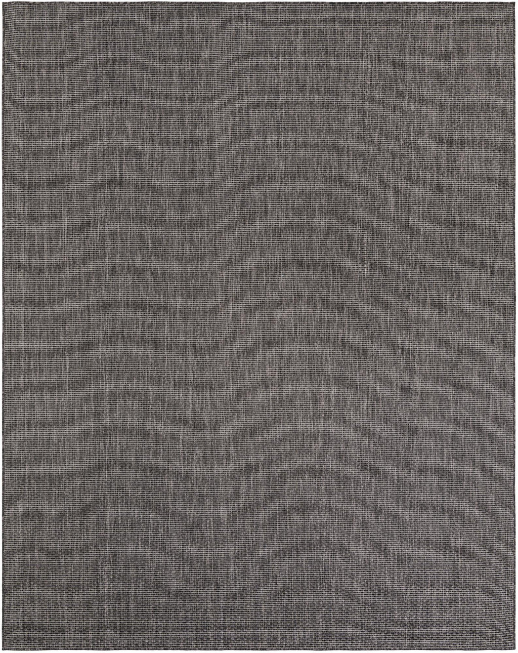 Unique Loom Outdoor Solid Collection Area Rug (7' 10'' X 10' Rectangle Black/Ivory)