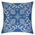 Homey Cozy Embroidery Throw Pillow Cover, Alexandra Sapphire Blue Modern Decorative Polyester Square Couch Cushion Pillow Case 2