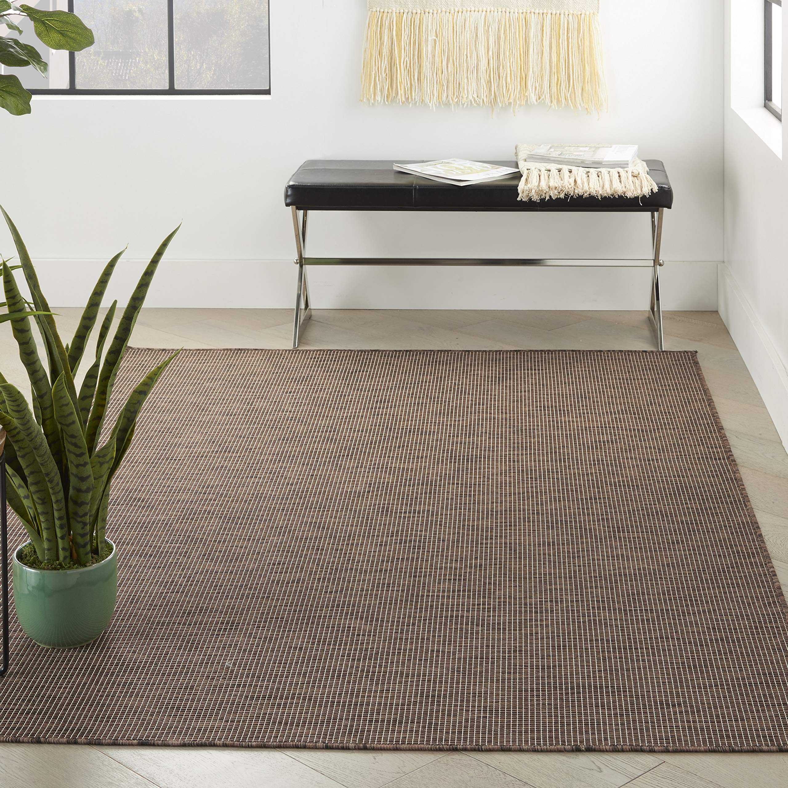 Nourison Positano Indoor/Outdoor Natural 3' X 5' Area Rug, Easy Cleaning, Non Shedding, Bed Room, Living Room, Dining Room, Back