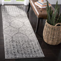 SAFAVIEH Madison Collection Runner Rug - 23 x 14, Grey & Ivory, Glam Ogee Trellis Distressed Design, Non-Shedding & Easy Care,