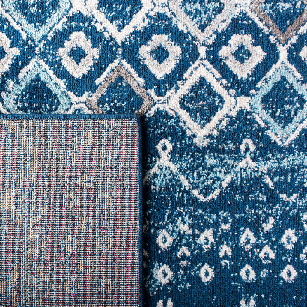 Safavieh Amsterdam Collection Runner Rug - 2'3'' X 8', Navy & Beige, Moroccan Boho Design, Non-Shedding & Easy Care, Ideal For H