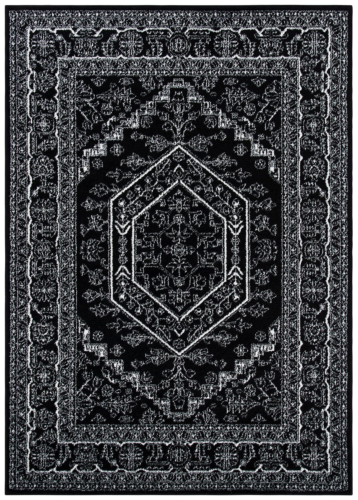 Safavieh Adirondack Collection Accent Rug - 26 x 4, Black & Ivory, Oriental Medallion Design, Non-Shedding & Easy Care, Ideal 