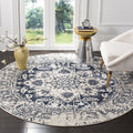 SAFAVIEH Madison Collection 10 Round Cream / Navy MAD603D Oriental Snowflake Medallion Distressed Non-Shedding Dining Room Entr
