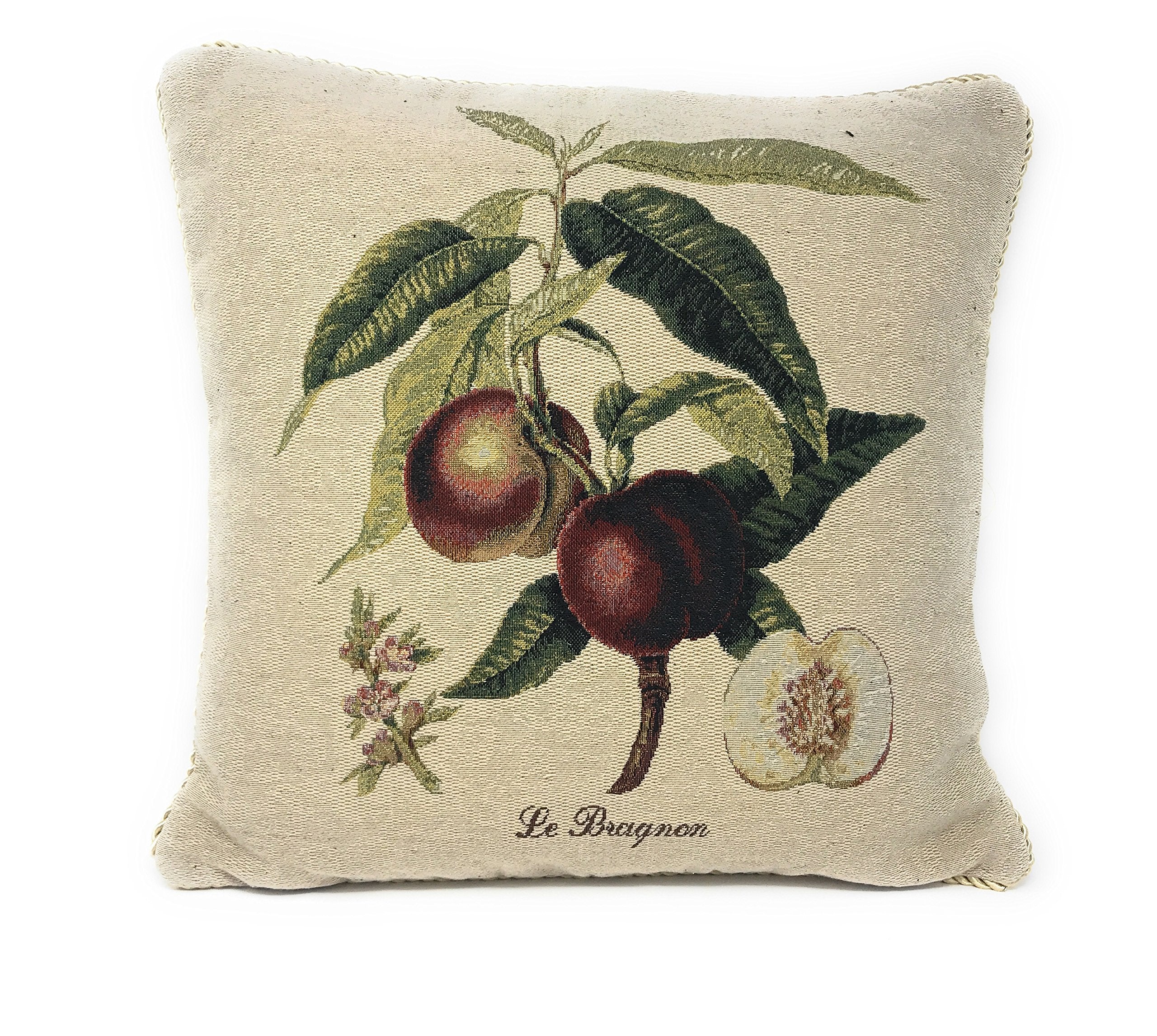 Dada Bedding Throw Pillow Cover - Luxury Elegant Decorative Accent Red Nectarine Peach Fruit Tapestry Woven For Couch Sofa 1 Pie
