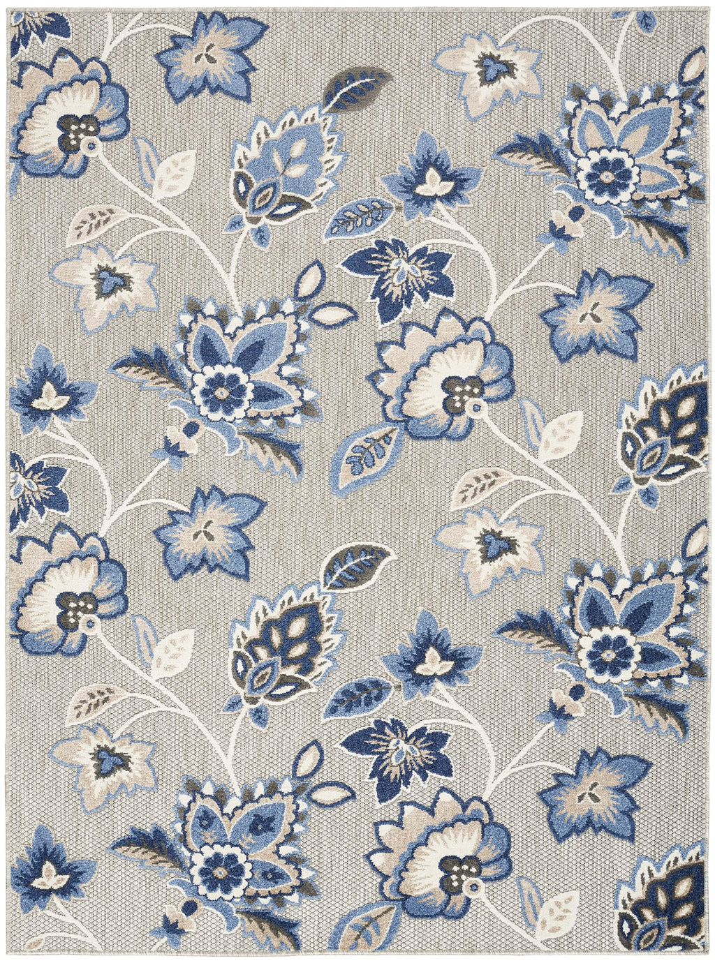 Nourison Aloha Indoor/Outdoor Modern Blue/Grey 7' X 10' Area Rug, Easy Cleaning, Non Shedding, Bed Room, Living Room, Dining Room, Kitchen (7X10)