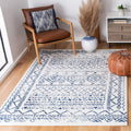 SAFAVIEH Tulum Collection X-Large Area Rug - 12 x 15, Ivory & Navy, Moroccan Boho Distressed Design, Non-Shedding & Easy Care,