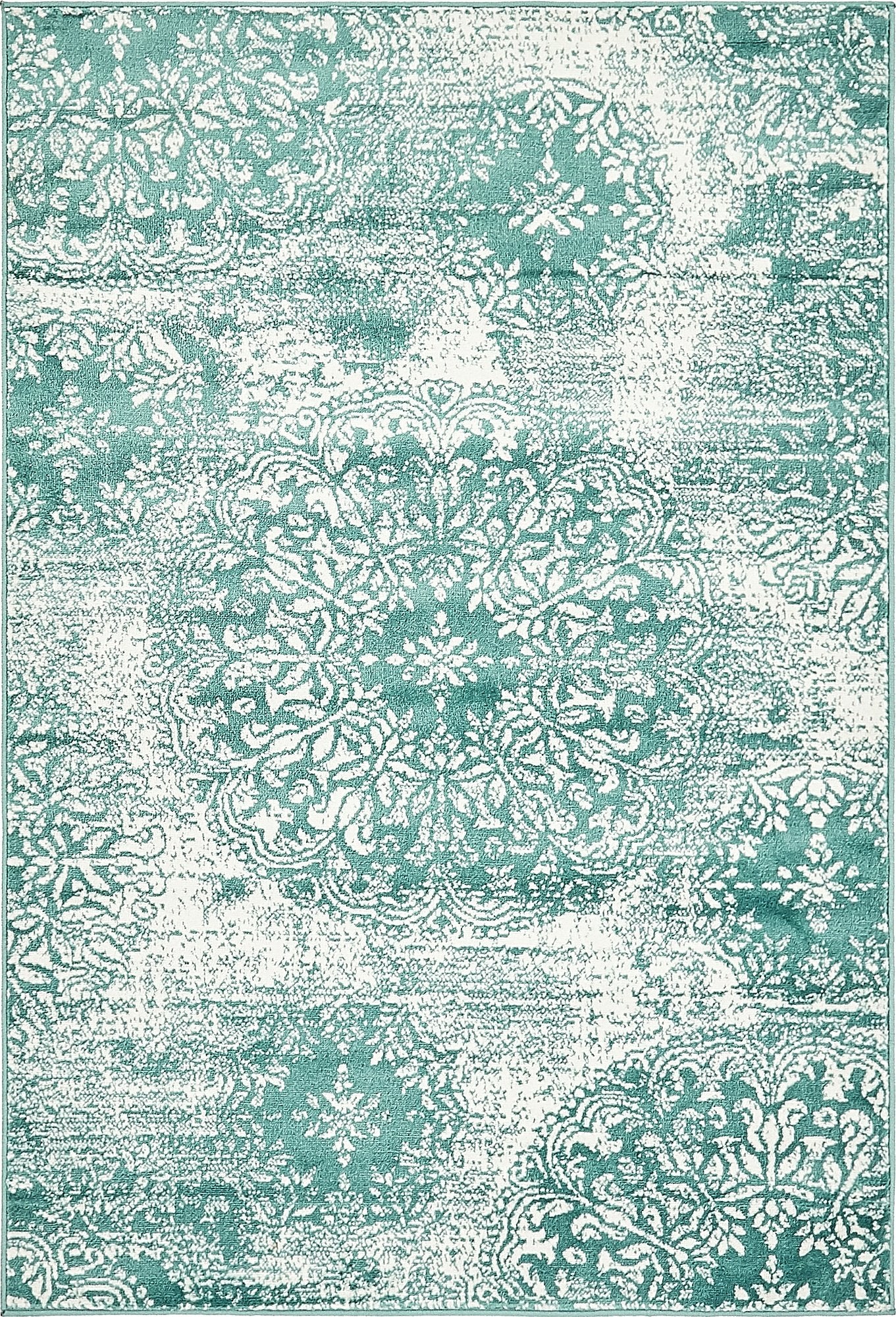 Unique Loom Sofia Collection Area Rug - Grand (4 1 x 6 1 Rectangle, Turquoise/ Ivory)