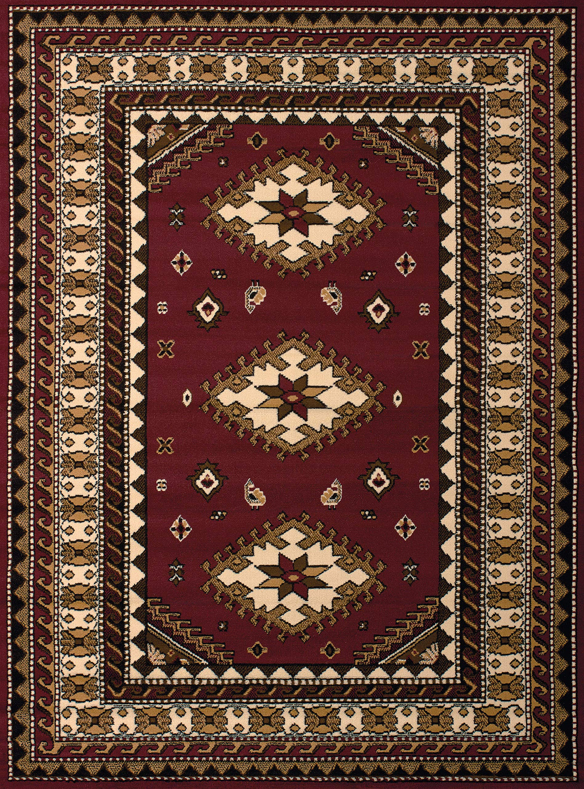 United Weavers Dallas Tres Area Rug - Burgundy, Southwestern Indoor Area Rug with Bordered Pattern, Jute Backing 7 ft 10 in x 10