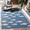 SAFAVIEH Courtyard Collection Area Rug - 53 x 77, Blue & Beige, Non-Shedding & Easy Care, Indoor/Outdoor & Washable-Ideal fo