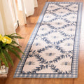 SAFAVIEH Chelsea Collection Runner Rug - 26 x 6, Ivory & Blue, Hand-Hooked French Country Wool, Ideal for High Traffic Areas i