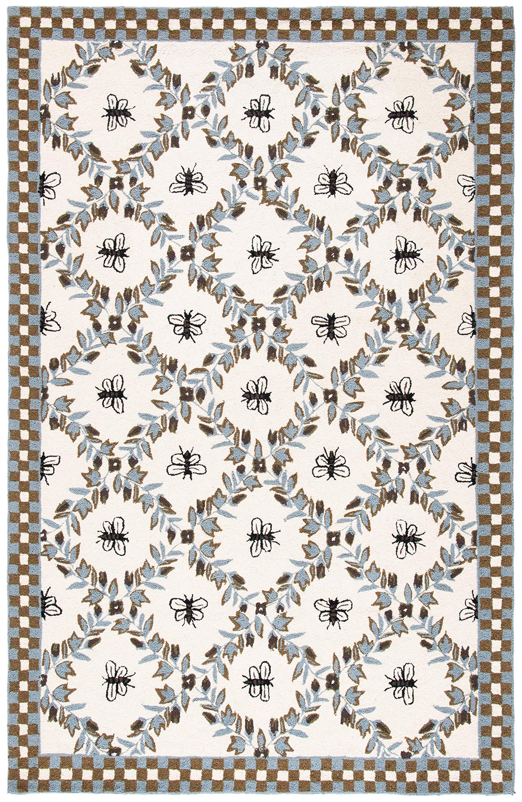 SAFAVIEH Chelsea Collection Accent Rug - 18 x 26, Ivory & Light Blue, Hand-Hooked French Country Wool, Ideal for High Traffic 