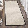 SAFAVIEH Natural Fiber Collection 26 x 10 Marble / Black NF143A Border Sisal Runner Rug