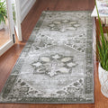 SAFAVIEH Tucson Collection Runner Rug - 26 x 12, Dark Sage & Ivory, Persian Design, Non-Shedding Machine Washable & Slip Resis
