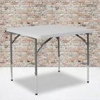 Flash Furniture Kathryn 2.79-Foot Square Height Adjustable Granite White Plastic Folding Table, 34" Square