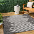 JONATHAN Y SMB124E-6SQ Zolak Berber Stripe Geometric Black/Ivory 6 Square Indoor/Outdoor Area Rug, Pet Friendly, Non-Shedding, 