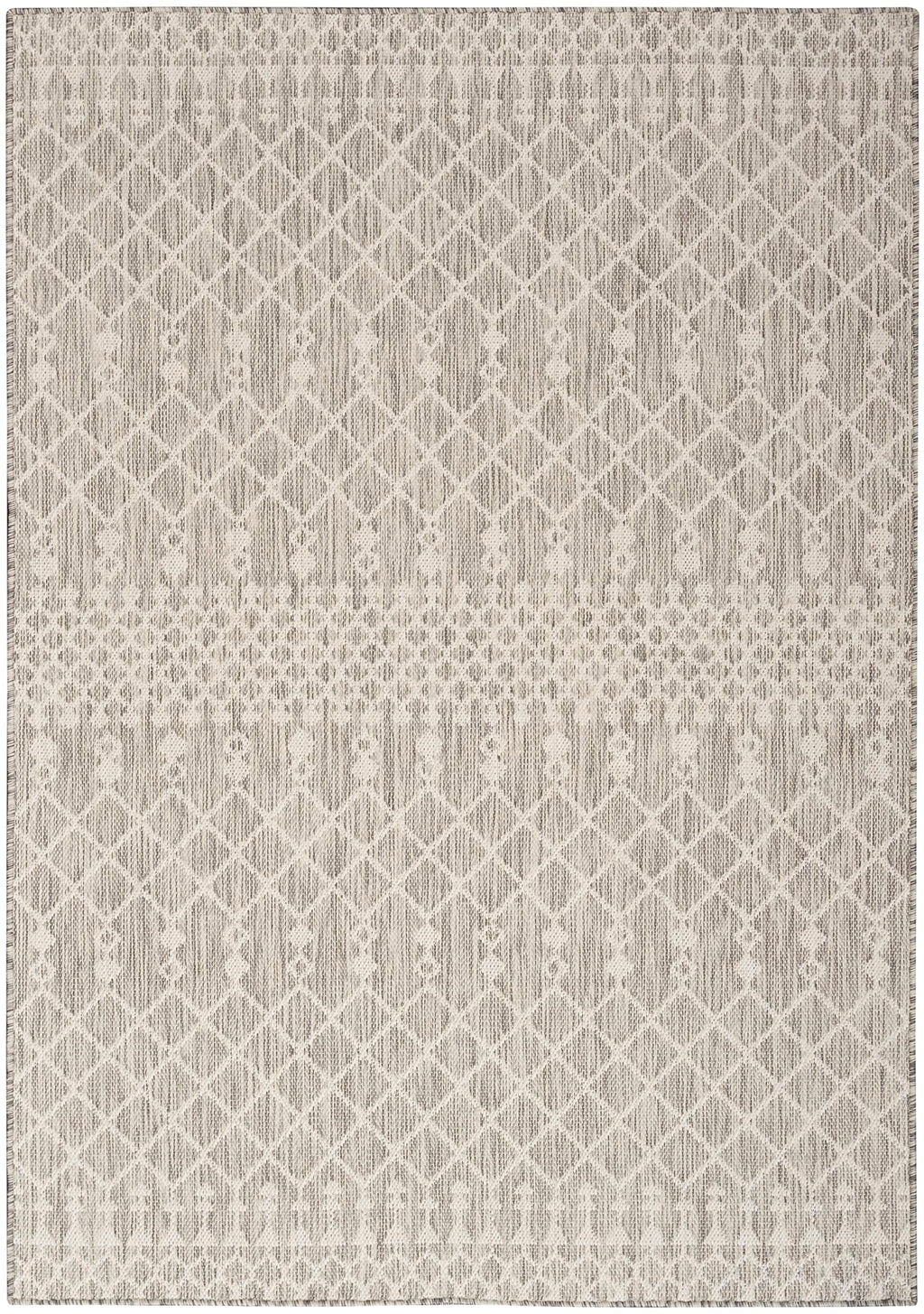 Nourison Positano Indoor/Outdoor Light Grey 7' X 10' Area Rug, Easy Cleaning, Non Shedding, Bed Room, Living Room, Dining Room, Deck, Backyard, Patio (7X10)