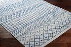 Livabliss Chester Boho Moroccan Area Rug, 4' X 6' Oval, Cream/Royal Blue