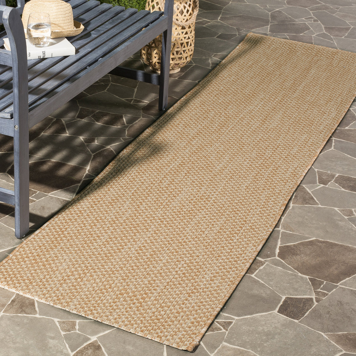 SAFAVIEH Courtyard Collection 23 x 18 Natural/Cream CY8521 Indoor/ Outdoor Patio Backyard Mudroom Runner Rug