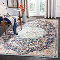 SAFAVIEH Madison Collection Area Rug - 53 x 76, Black & Teal, Boho Chic Medallion Distressed Design, Non-Shedding & Easy Care,