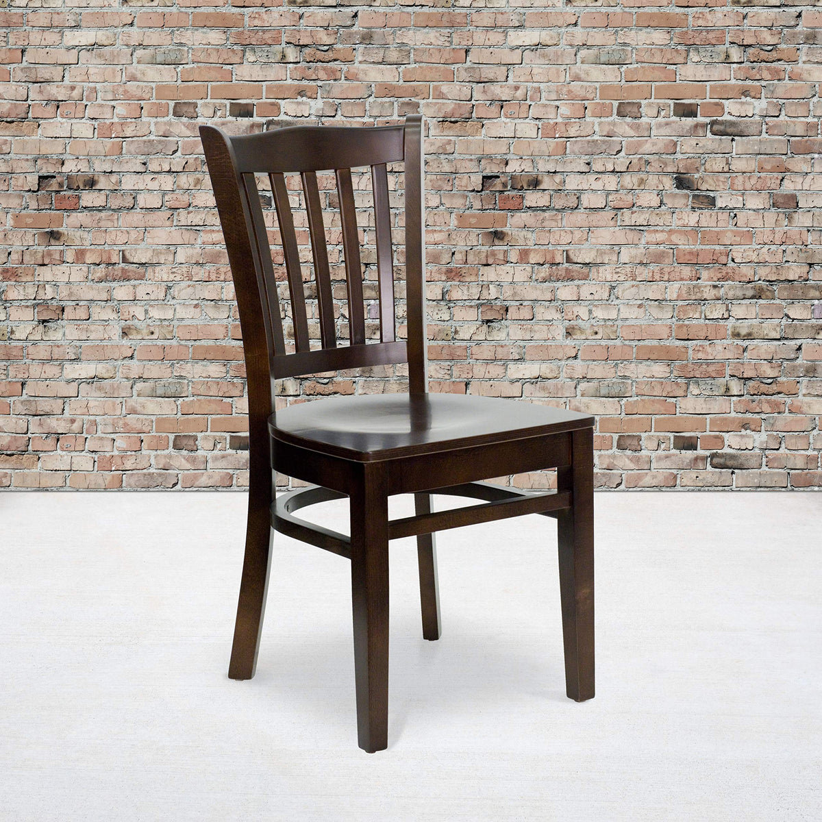 Flash Furniture HERCULES Series Vertical Slat Back Walnut Wood Restaurant Chair