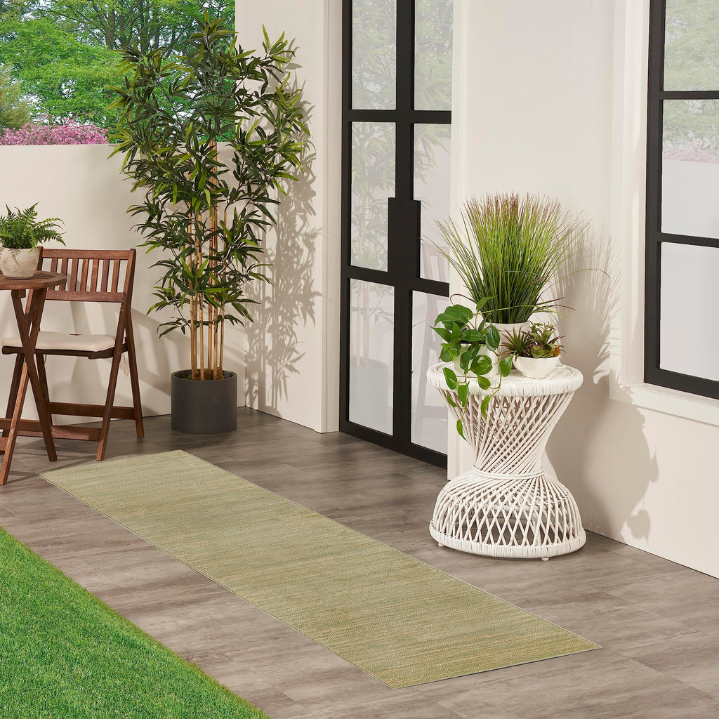 Nourison Essentials Indoor/Outdoor Green Gold 2'2' X 7'6 Area Rug, Easy Cleaning, Non Shedding, Bed Room, Living Room, Dining Room, Backyard, Deck, Patio (2X8)
