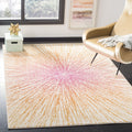 SAFAVIEH Evoke Collection Area Rug - 67 Square, Fuchsia & Cream, Abstract Burst Design, Non-Shedding & Easy Care, Ideal for Hig