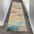 Nourison Celestial Modern Abstract Sealife 22 x 12 Area Rug, Easy Clean, Non Shedding, Bed Room, Living Room, Dining Room, Kit