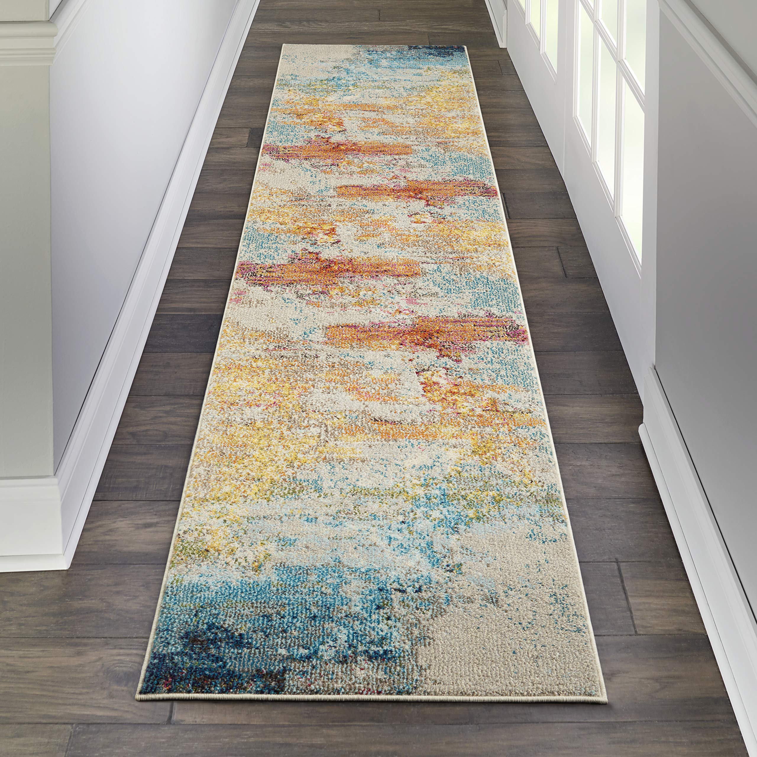 Nourison Celestial Modern Abstract Sealife 22 x 12 Area Rug, Easy Clean, Non Shedding, Bed Room, Living Room, Dining Room, Kit