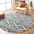 SAFAVIEH Tulum Collection Area Rug - 4 Round, Ivory & Black, Moroccan Boho Tribal Design, Non-Shedding & Easy Care, Ideal for H