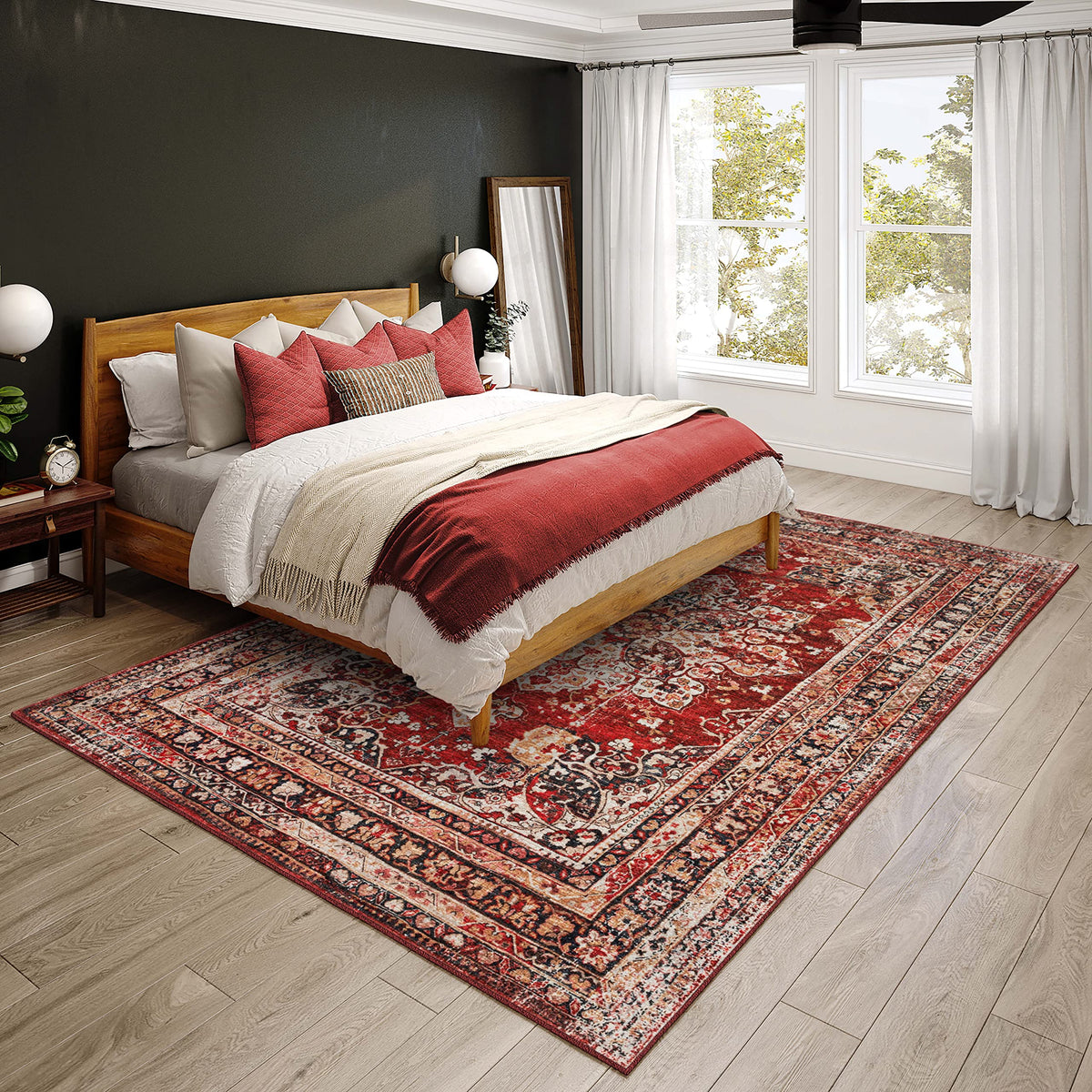 Dalyn Rugs Jericho Jc6 Garnet 5' X 7'6" Rectangle Soft Area Rug, Easy Clean, Non Shedding, Bedroom, Entry, Living Room, Dining Room, Kitchen Rug