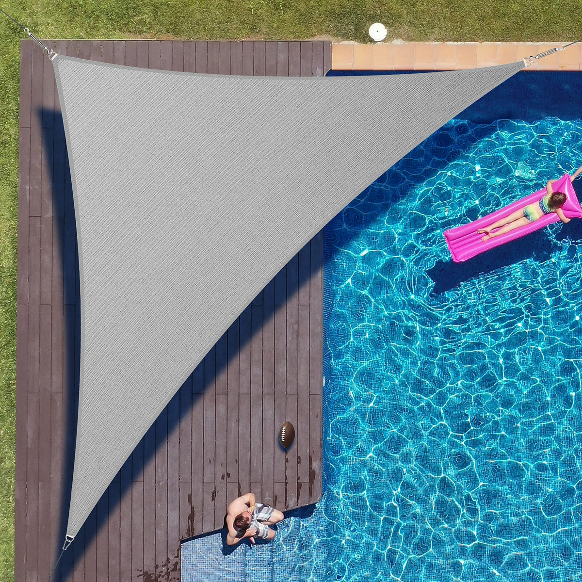 Colourtree 10' X 10' X 14' Grey Sun Shade Sail Right Triangle Canopy Fabric Cloth Screen Taprt10, Water Permeable & Uv Resistant