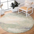 SAFAVIEH Adirondack Collection Area Rug - 9 Round, Ivory/Sage, Geometric Design, Ideal for High Traffic Areas in Living Room, B