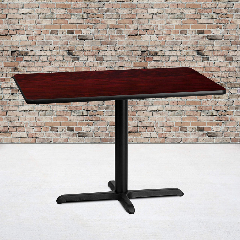 Flash Furniture 30'' x 42'' Rectangular Mahogany Laminate Table Top with 23.5'' x 29.5'' Table Height Base