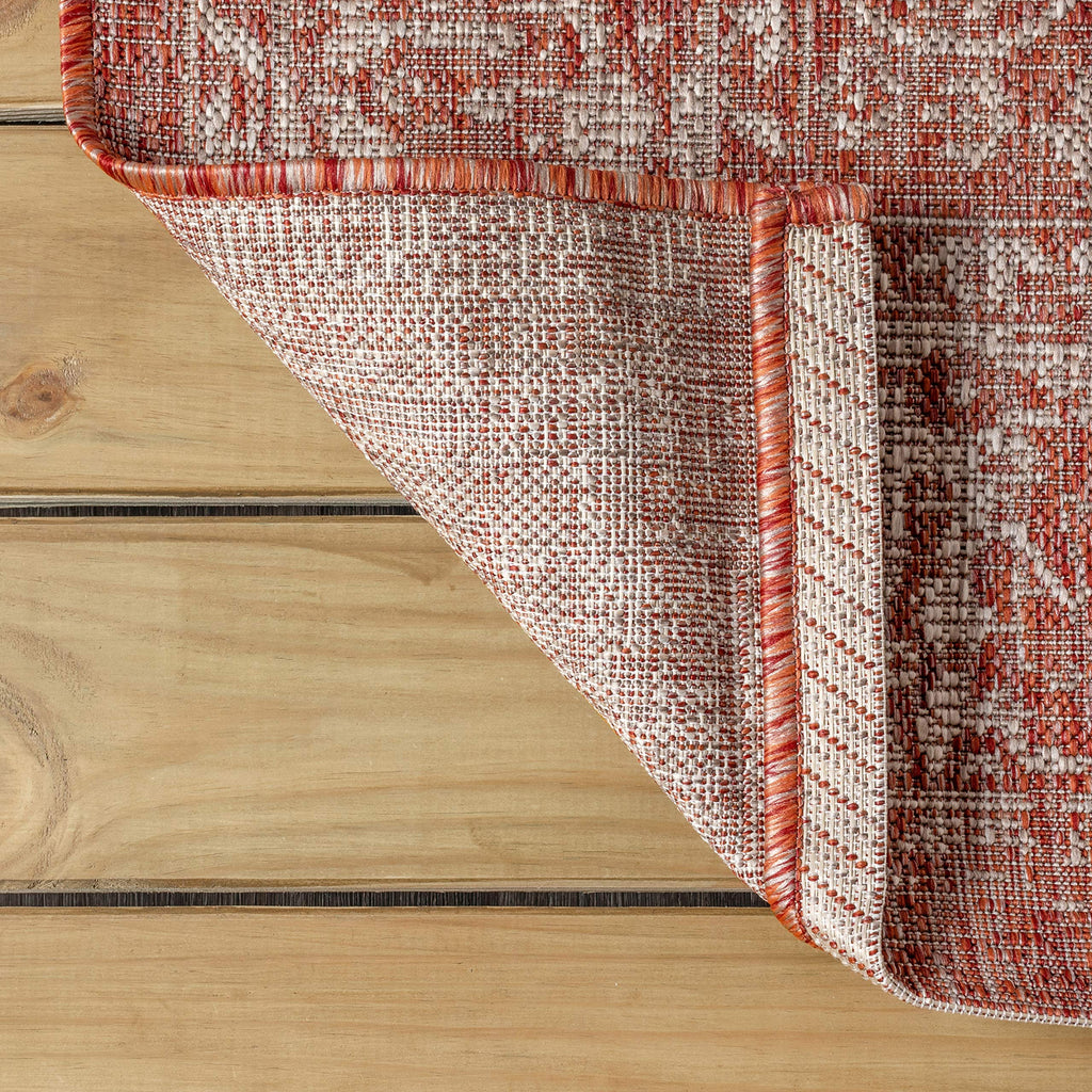 Jonathan Y Smb100A-8 Tela Bohemian Textured Weave Floral Indoor/Outdoor Red/Taupe 8 Ft. X 10 Ft. Area-Rug, Coastal,Easy-Cleaning,Hightraffic,Livingroom,Backyard, Non Shedding